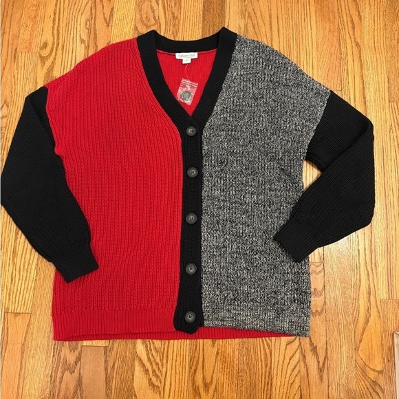 NWOT Coldwater Creek Mens Cardigan Size L Color block Preppy Outdoor Festive - Picture 3 of 6